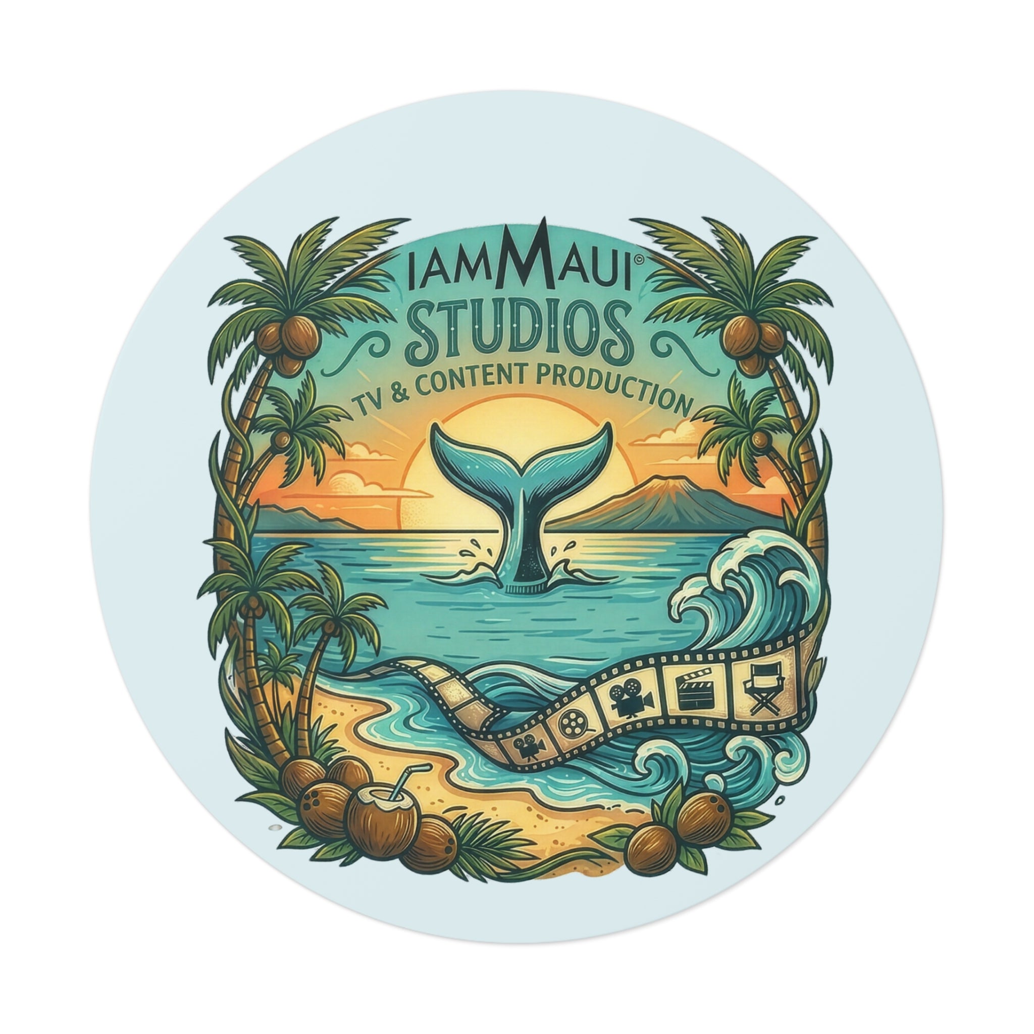 IAMMAUI® Studios Round Vinyl Sticker — Island Edition