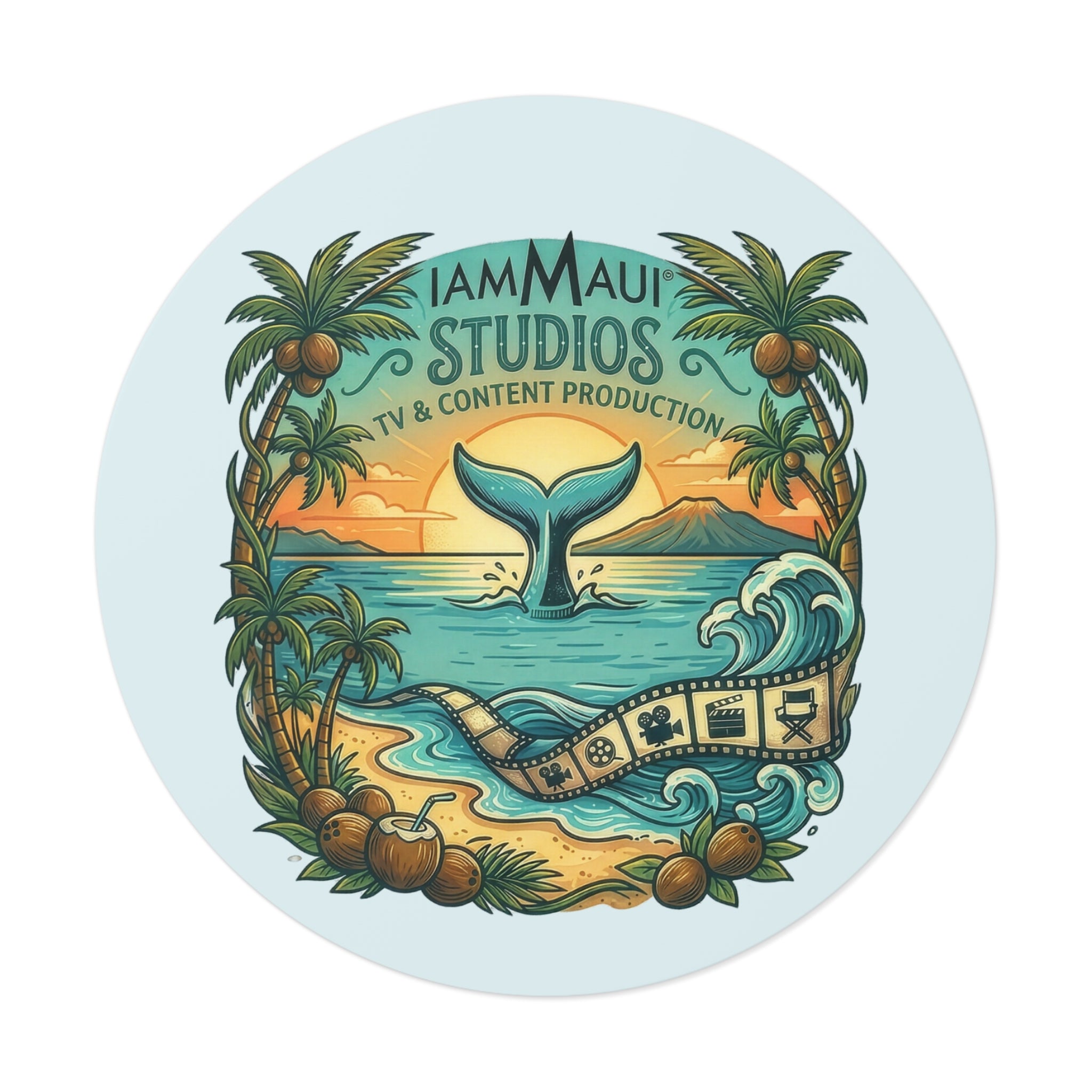 IAMMAUI® Studios Round Vinyl Sticker — Island Edition