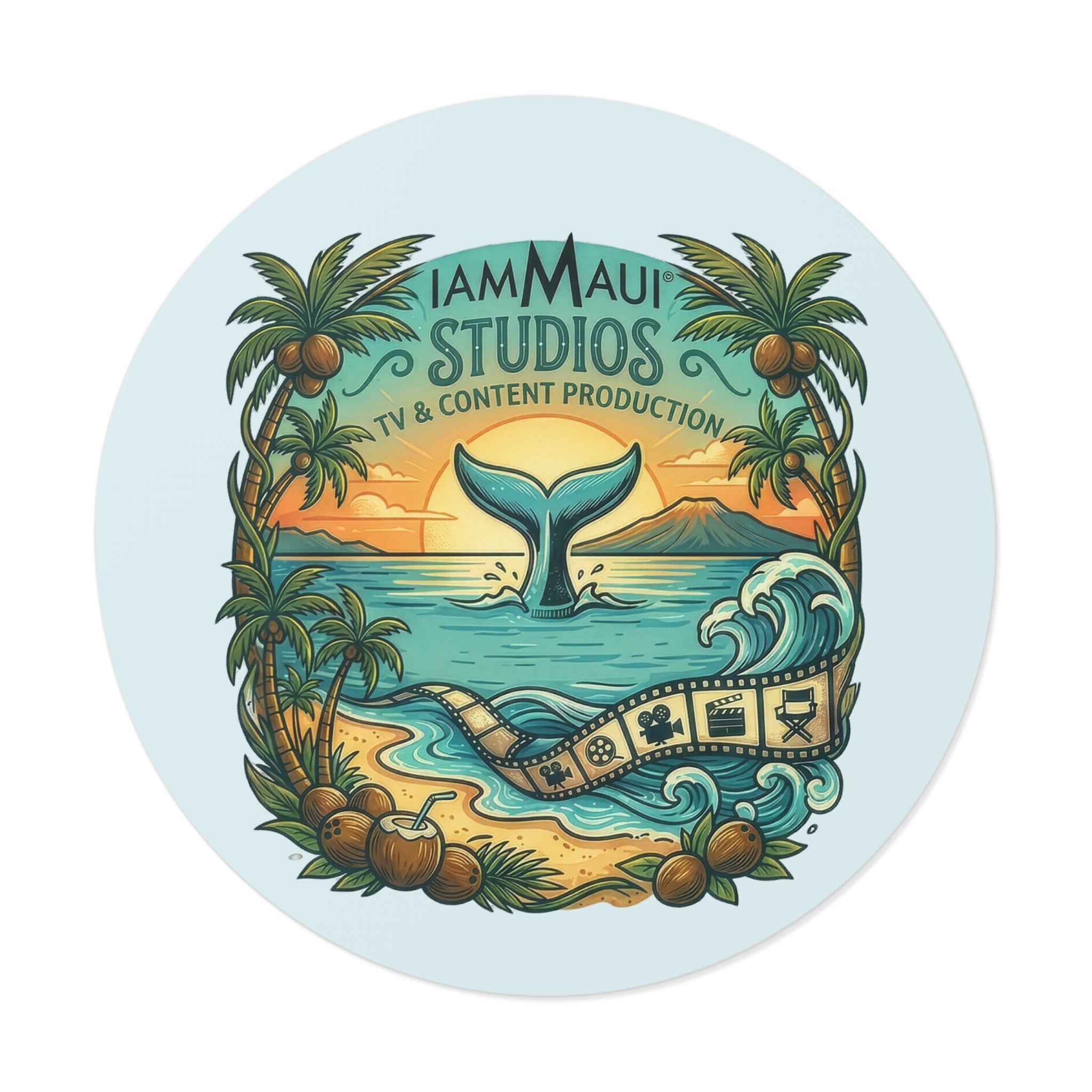 IAMMAUI® Studios Round Vinyl Sticker — Island Edition